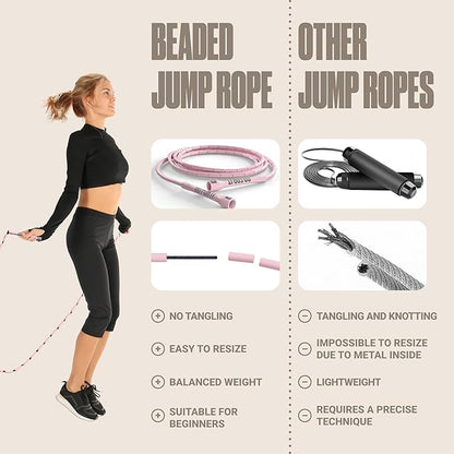 Sportbit Elite Beaded Jump Rope - Adjustable Speed Rope for Fitness, CrossFit, Boxing