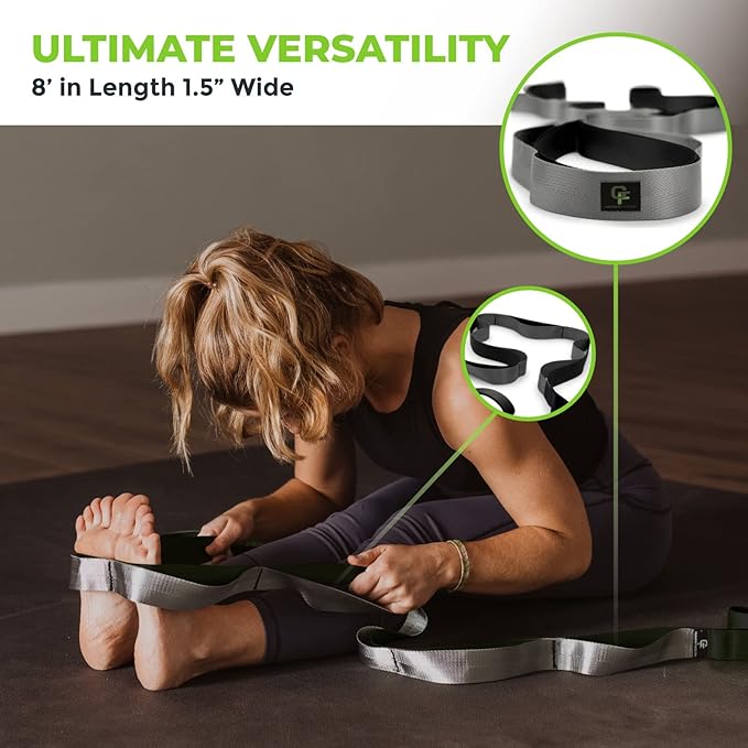 Gradient Fitness Stretching Strap for Physical Therapy, 12 Multi-Loop Stretch Strap 1.5" W x 8' L