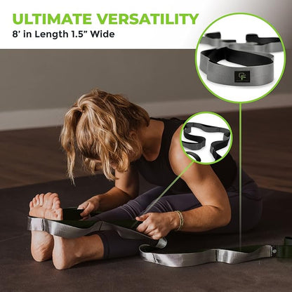 Gradient Fitness Stretching Strap for Physical Therapy, 12 Multi-Loop Stretch Strap 1.5" W x 8' L