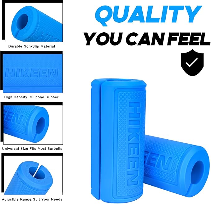 Hikeen Thick Bar Dumbbell Grips,Non Slip Hard Rubber Barbell Grips,Grips for Weight Lifting, Muscle