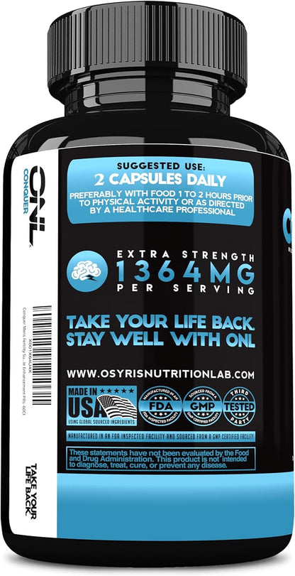 Conquer Mens Fertility Supplement - Testosterone Booster for Men w/ Maca Root, Horny Goat Weed &