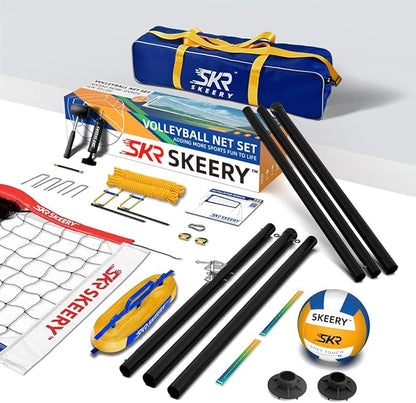 Outdoor Heavy Duty Volleyball Net Set, Anti-Sag Design, Adjustable Aluminum Poles, Portable