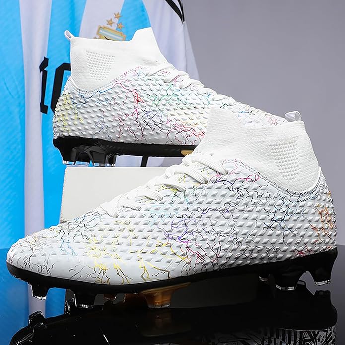 Men's Soccer Shoes High-Top Soccer Cleats Outdoor Breathable Athletic Professional Spikes Youth