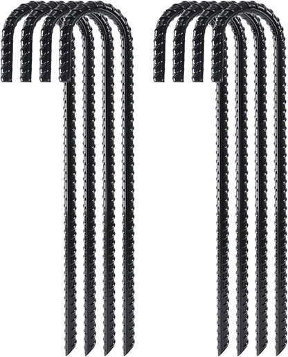 FEED GARDEN 12 Inch 8 Pack Rebar Stakes Heavy Duty J Hook, Galvanized Ground Stakes Tent Stakes