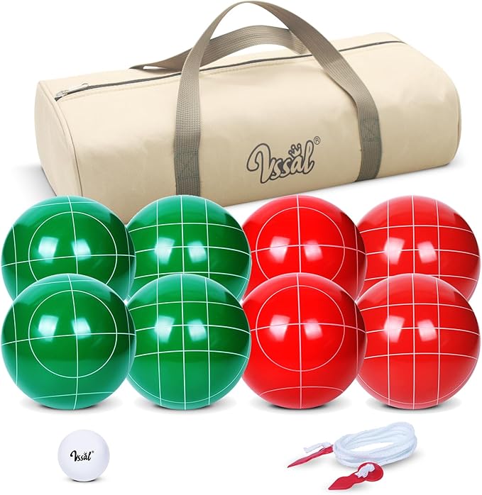 Bocce Ball Set Regulation Size and Weight for Professional Tournament, Backyard, Beach, Lawn Game