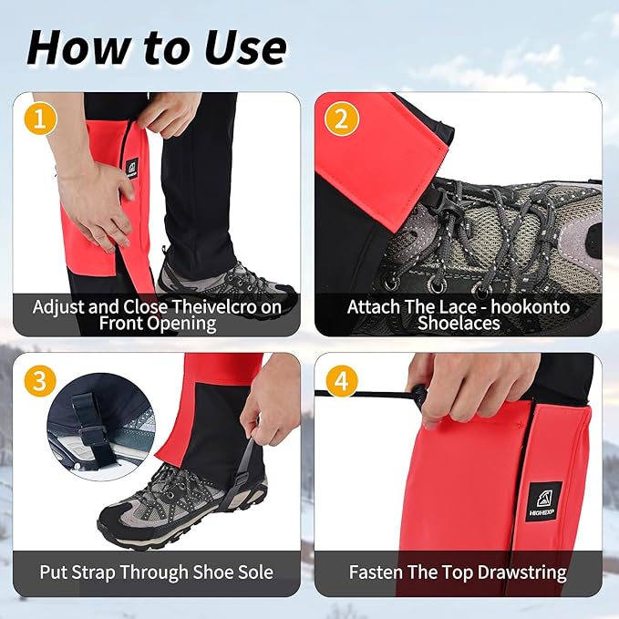 Leg Gaiters 100% Waterproof Adjustable Shoe Snow Boot Guard Gators for Hiking Shoe Cover Hunting