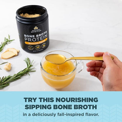 Ancient Nutrition Bone Broth Protein Powder, Butternut Squash, Grass-Fed Chicken and Beef Bone