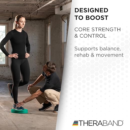 THERABAND Stability Trainer Pad, Beginner Level, Firm, Green Foam Balance Pad for Physical Therapy