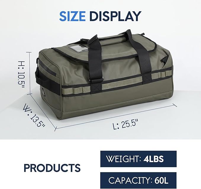 Haimont Water Resistant Backpack Duffle Heavy Duty Convertible Duffle Bag with Backpack Straps for