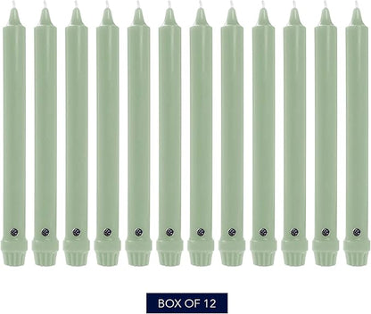 Colonial Candle Unscented Taper Candle, Classic Collection, Colonial Classic Green, 12 In, Pack of