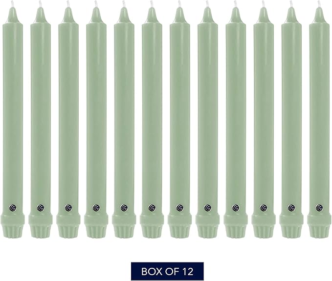 Colonial Candle Unscented Taper Candle, Classic Collection, Colonial Classic Green, 10 In, Pack of