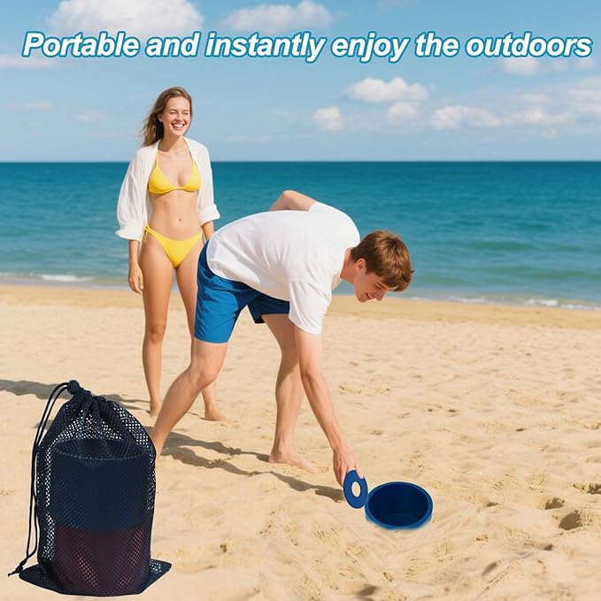 Washer Toss Game Sets Includes 2 Solid Wood Targets and 8 Metal Washers, Portable Beach Cornhole