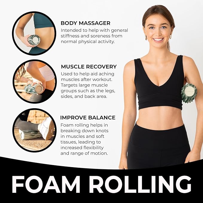 Oceanfoam Ripple Travel Foam Roller (11" x 3.35") Firm Mini Foam Roller for Physical Therapy, Deep