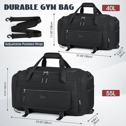 IGOLUMON Gym Bag for Men 40L Sports Duffel Bags Gym Duffle Bag Women with Shoe Compartment & Wet