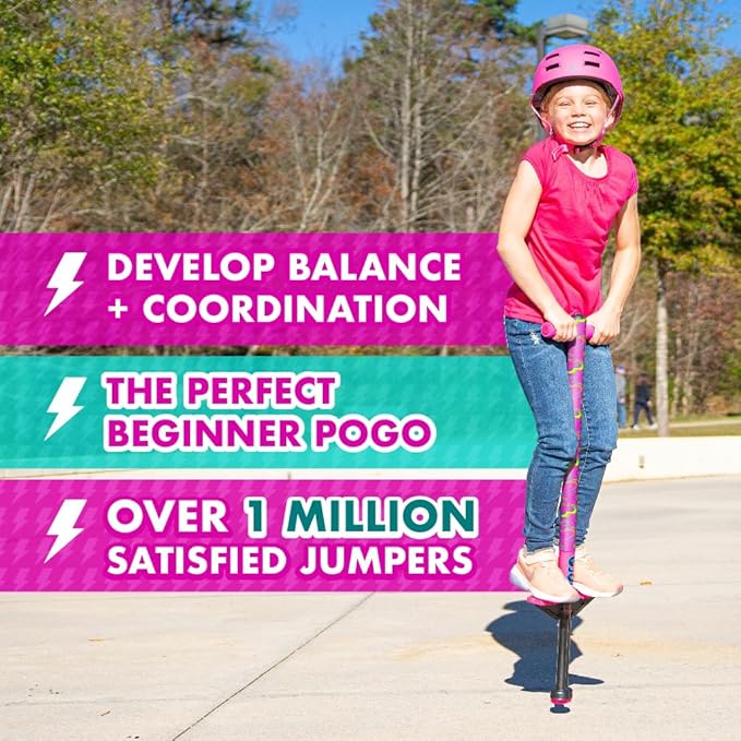 Flybar Jolt Pogo Stick for Kids Ages 6 and Up, 40 to 80 Pounds, Perfect for Beginners, Easy Grip