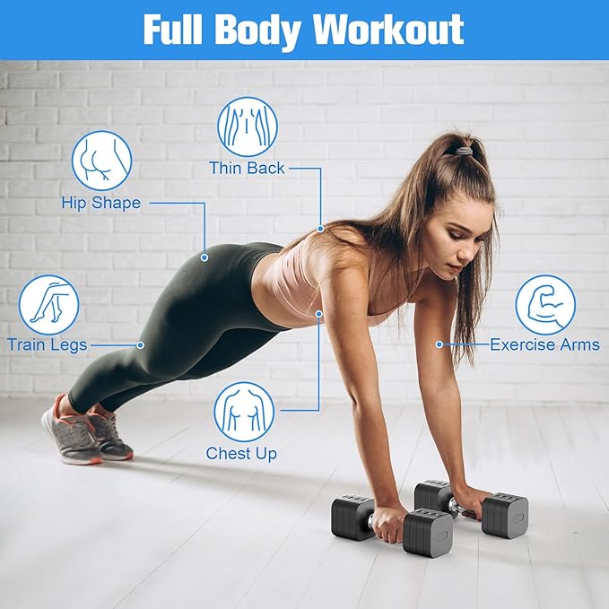 22LBS Adjustable Dumbbells Set, Adjustable Weight Dumbbells with 4 Levels 4.4lb, 6.6lb, 8.8lb