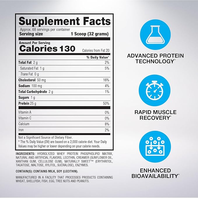 BPI Sports Hydro HD - 100% Hydrolyzed Whey Protein Powder - Muscle Growth, Recovery, 25g of