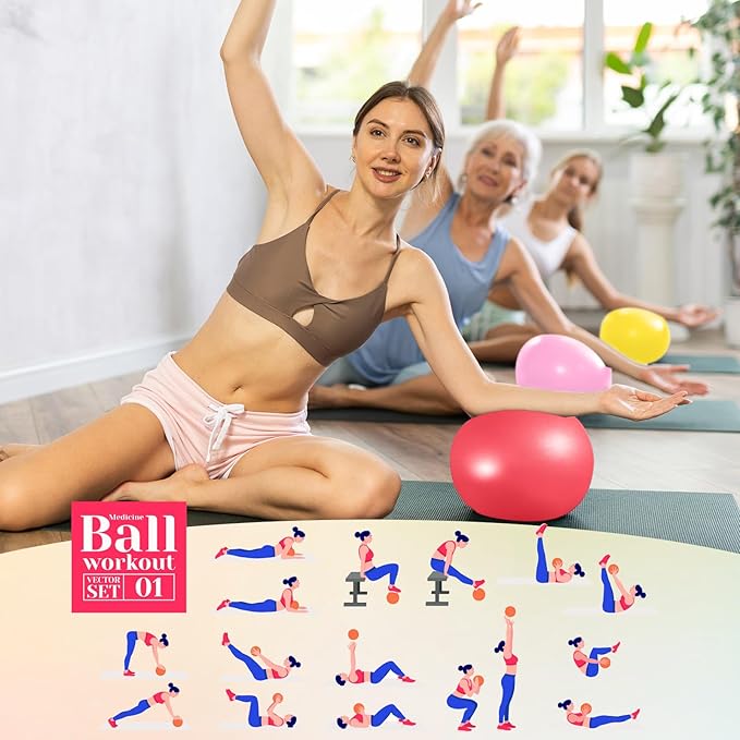 Aoriher 10 Pieces 9 Inch Exercise Pilates Ball Yoga Therapy Core Ball for Yoga Stability Barre