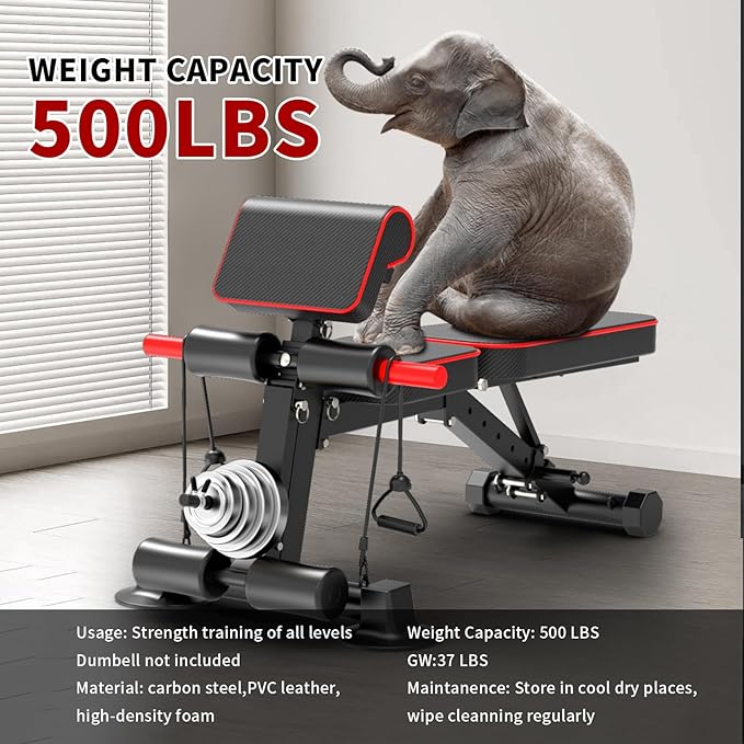 Adjustable Weight Bench,Utility Workout Bench Foldable Incline Decline Benches for Home Gym Full
