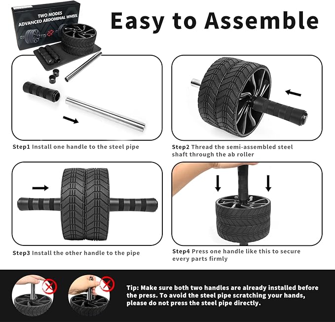 Ab Roller Wheel - AGREJO Ab Workout Equipment for Abdominal & Core Strength Training, Home Gym