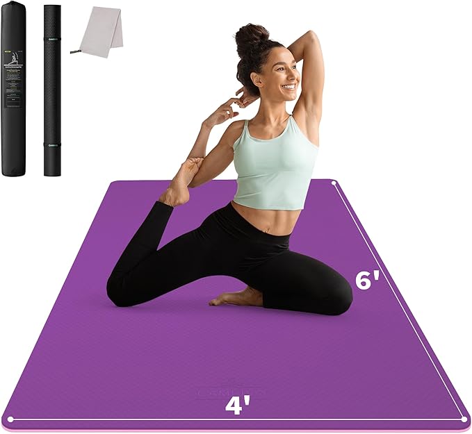 CAMBIVO Large Yoga Mat (6'x 4'), Extra Wide Workout Mat for Men and Women, Yoga Mat Thick 1/3 &1/4