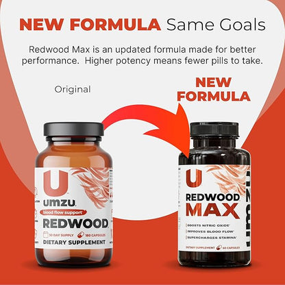 UMZU Redwood Max Nitric Oxide Booster, 1-Month Supply -Advanced Nitric Oxide Supplement with Fitnox
