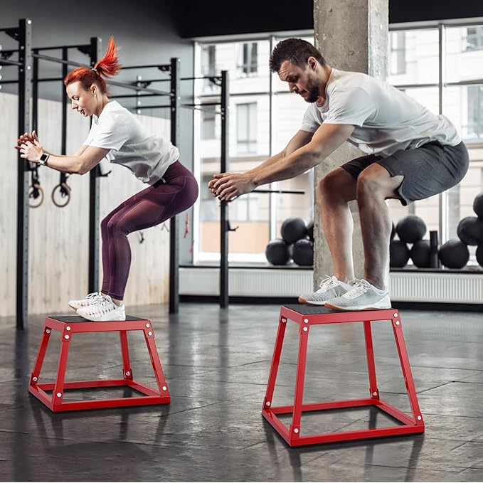 VEVOR Plyometric Jump Box, 18 Inch Plyo Box, Steel Plyometric Platform and Jumping Agility Box