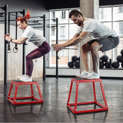 VEVOR Plyometric Jump Box, 18 Inch Plyo Box, Steel Plyometric Platform and Jumping Agility Box