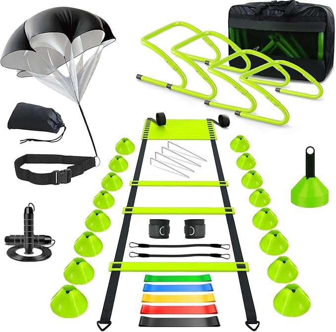 Agility Training Equipment, Football Training Equipment Includes 20FT Agility Ladder,4 Adjustable
