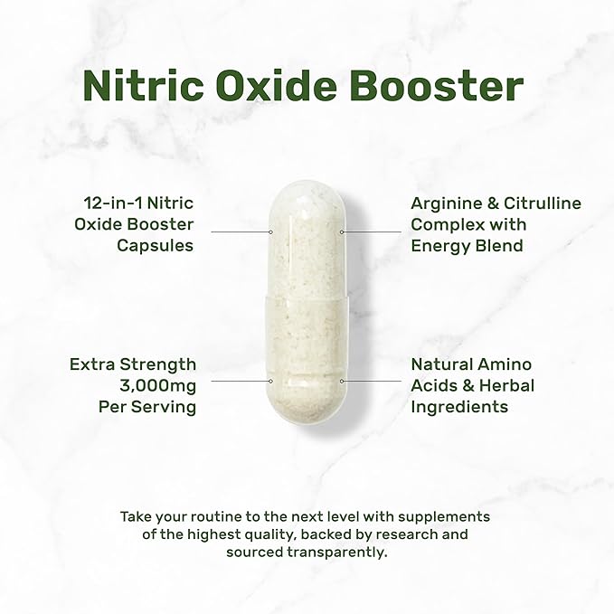 Nitric Oxide Booster 3,000mg Per Serving, 300 Capsules ??12 in 1 Nitric Oxide Supplement ??Arginine