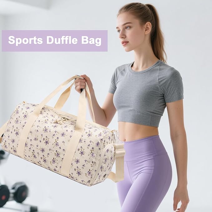 Duffle Bag for Gym Sports Women Girls Workout Travel Bag Weekender with Shoe Compartment and Wet