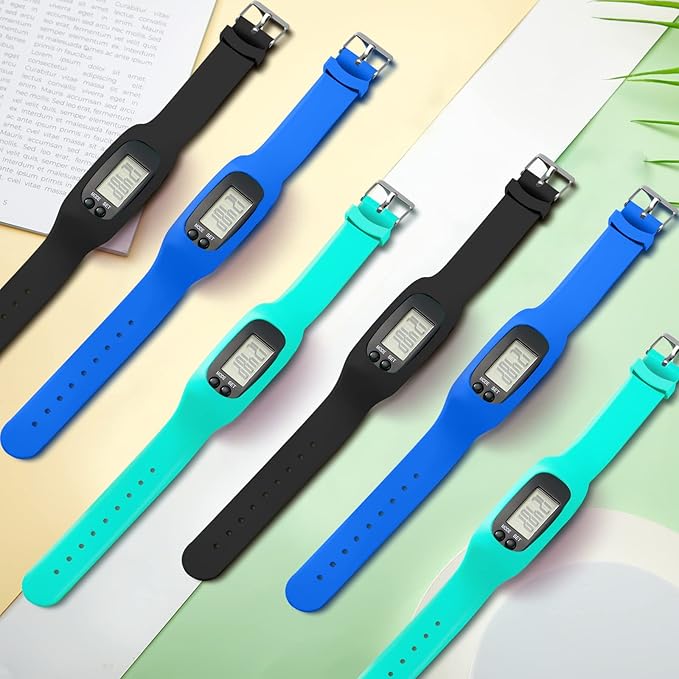 Geyoga 24 Pcs Pedometer for Walking Steps and Miles Pedometer Watch Silicone Steps Tracker Running