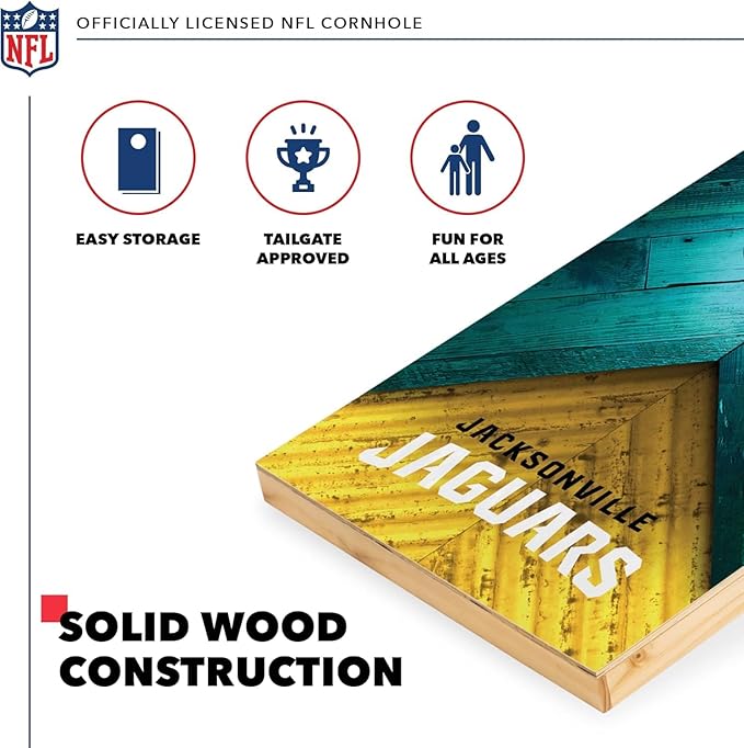 NFL Football 2' x 4' Regulation Size Solid Wood Cornhole Set with Direct Print HD Team Graphics