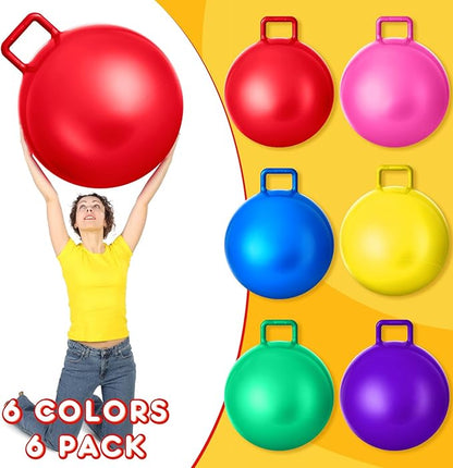 Lewtemi 6 Pcs Hopper Ball Carnival Outdoor Games 32 Inch Jumping Hopping Inflatable Bouncing Ball