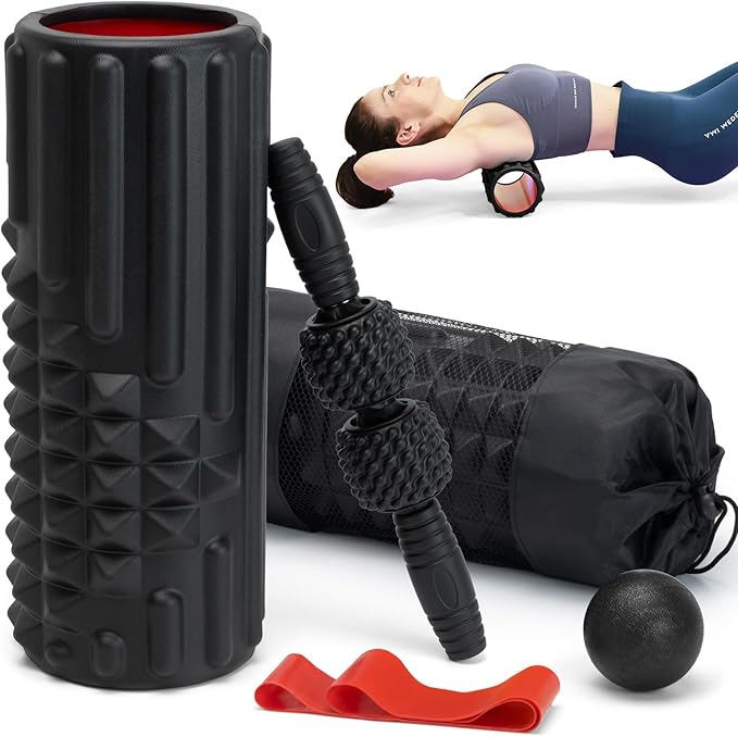 5 in 1 Foam Roller Set, High Density Fitness Exercise Foam Roller for Deep Tissue Muscle Massage