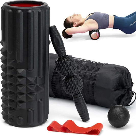 5 in 1 Foam Roller Set, High Density Fitness Exercise Foam Roller for Deep Tissue Muscle Massage