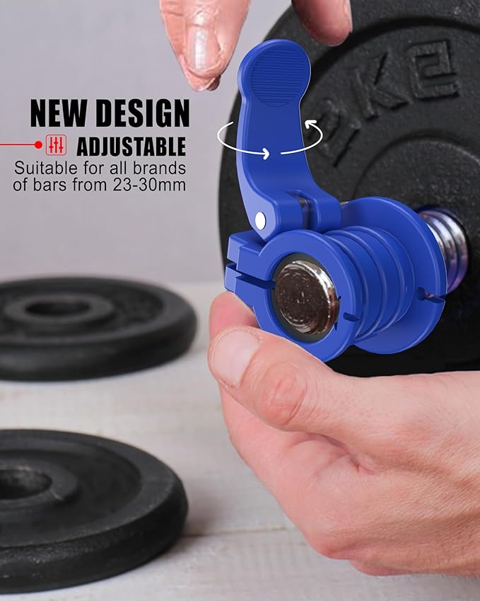 Barbell Clips 1 Inch Quick Release Weight Clamps 0.9-1.18inch Multi-Size Adjustable Olympic Clamps