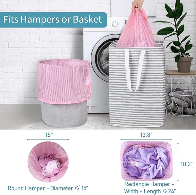 Polecasa Heavy Duty Large Mesh Laundry Bags with ID Tag and Locking Drawstring Closure - 2 Pack, 24