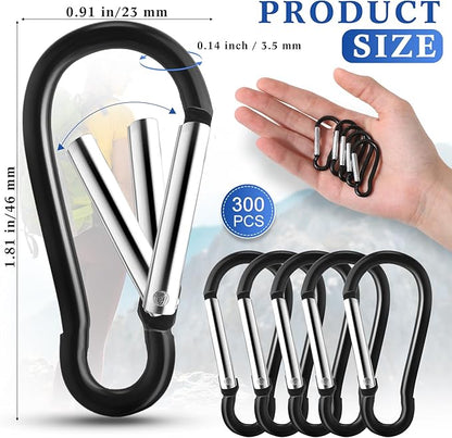 300 Pcs 2" Carabiner Bulk Spring Snap Hooks Bulk Aluminum Alloy Clip Keychain for Hanging Camping