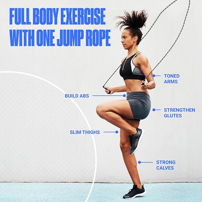 Sportbit Elite Beaded Jump Rope - Adjustable Speed Rope for Fitness, CrossFit, Boxing