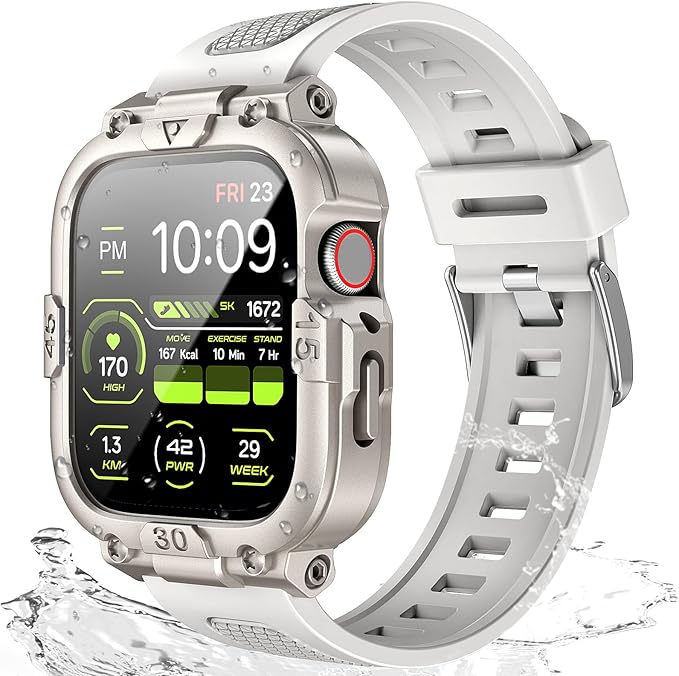 Dsytom Waterproof Case with Band Compatible for Apple Watch Band 45mm 44mm 41mm 40mm for Men