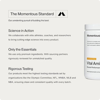 Momentous Vital Aminos Powder Supplement - BCAA & EAA - Tropical Punch - NSF Certified for Sport