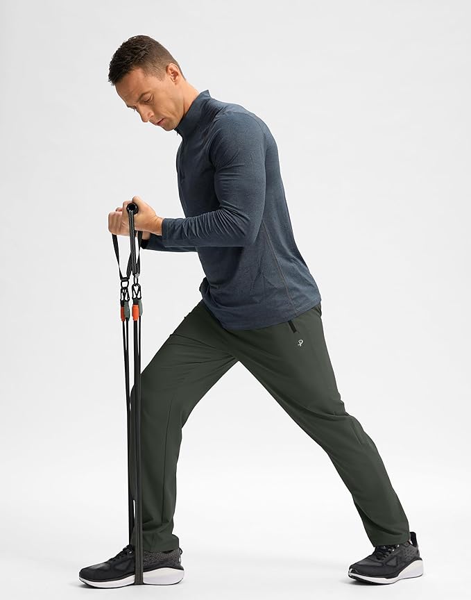 Pudolla Men's Lightweight Hiking Pants Quick-Dry Outdoor Sweatpants with Zipper Pockets for Casual