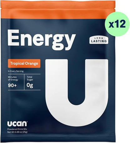 UCAN Energy Powder, Tropical Orange, Keto, Sugar-Free Pre & Post Workout for Men & Women, Non-GMO