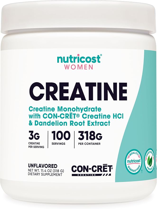 Nutricost Creatine Monohydrate Powder for Women, Micronized, Unflavored, 100 Servings - Vegetarian