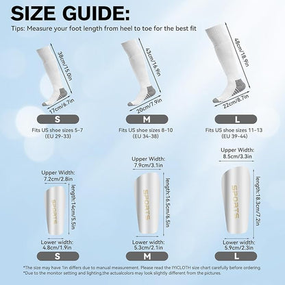 Youth Soccer Shin Guard Socks, Built-in Protective Pads, Kids Knee High Football Athletic Team