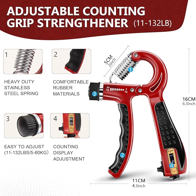 13 PCS Grip Strength Trainer Kit, Hand Gripper Strengthener, Forearm Strengthener, Finger