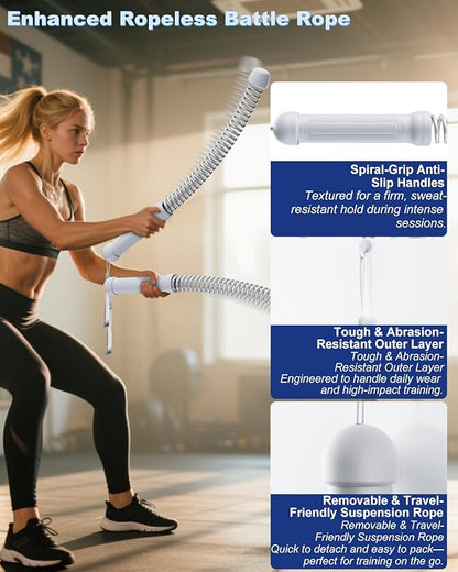 2PCS Weighted Ropeless Battle Ropes for Home Gym, Heavy Duty Arm Exerciser for Strength Training