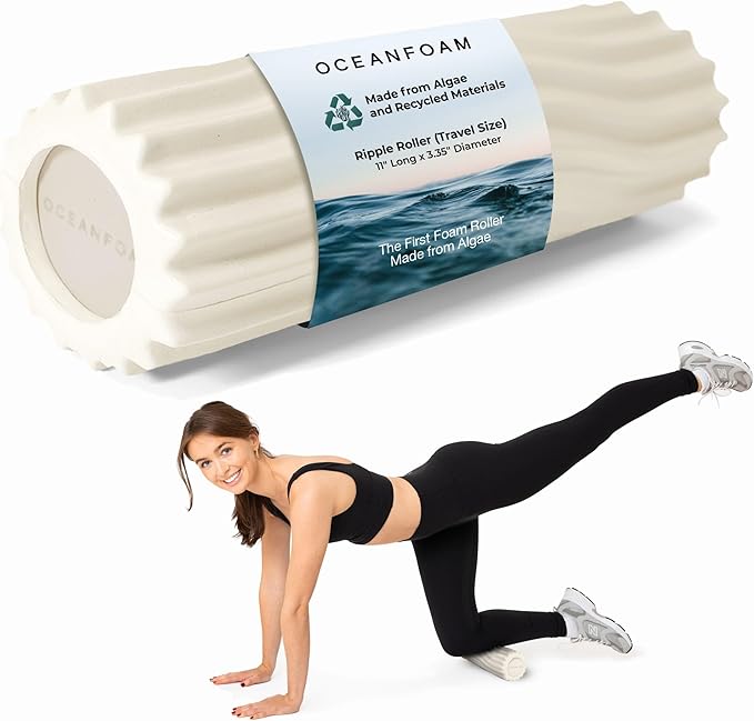 Oceanfoam Tidal Roller - Natural - Muscle Massage Foam Roller for Back Pain & Stretching - Firm and