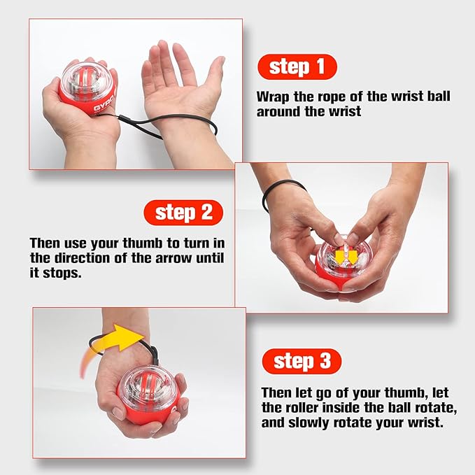 Wrist Trainer Ball Auto-Start Gyroscopic Forearm Exerciser Gyro Ball for Strengthen Arms, Fingers